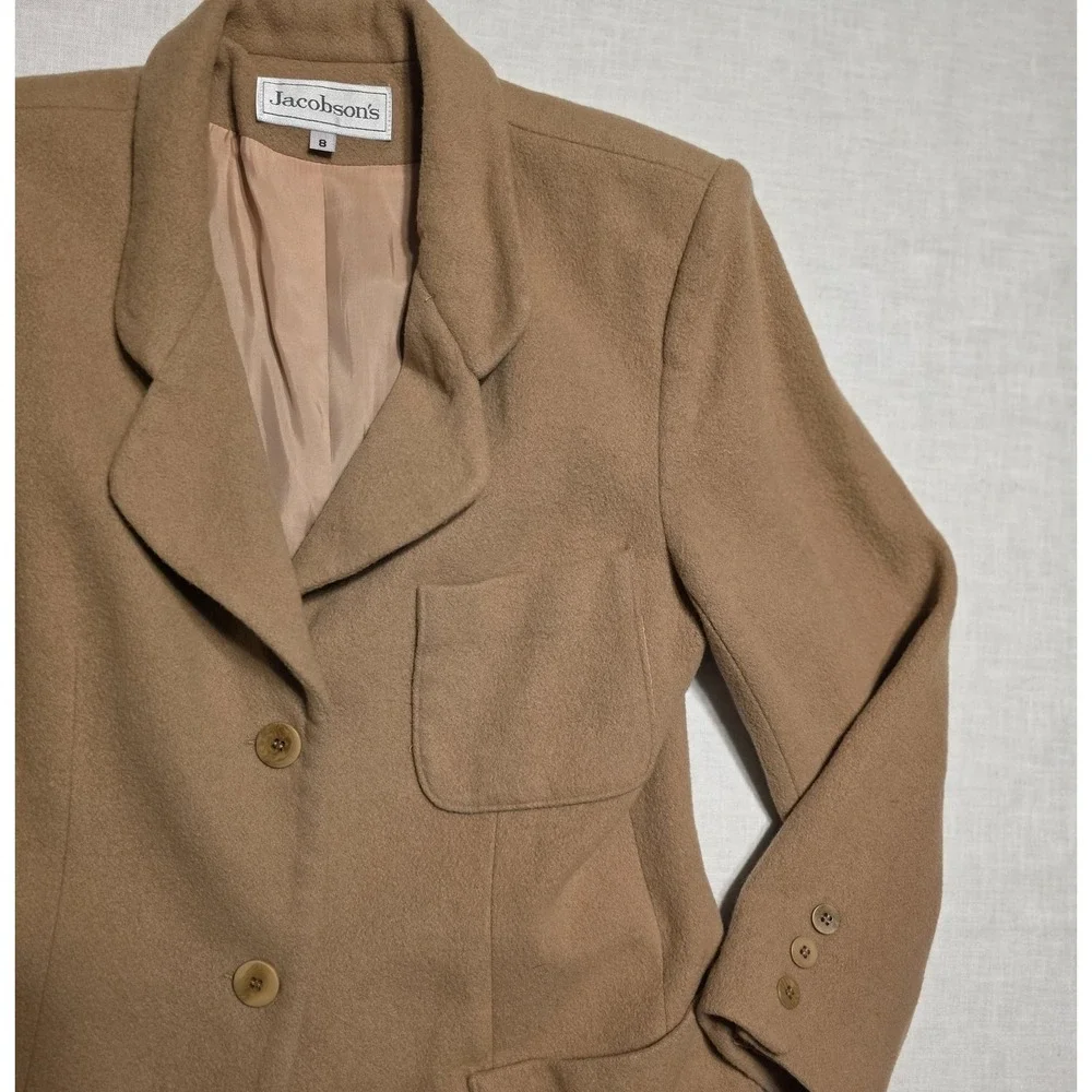 Vintage Wool Cashmere Jacobson's Blazer Womens‎ 8 Petite Camel Tan Quiet Luxury